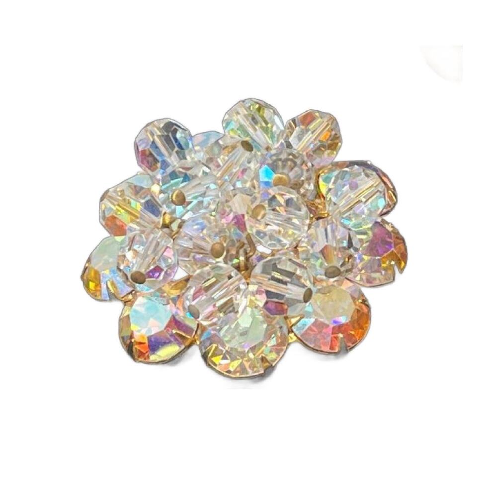 Vintage Aurora Borealis Cluster Brooch with Austrian Crystals